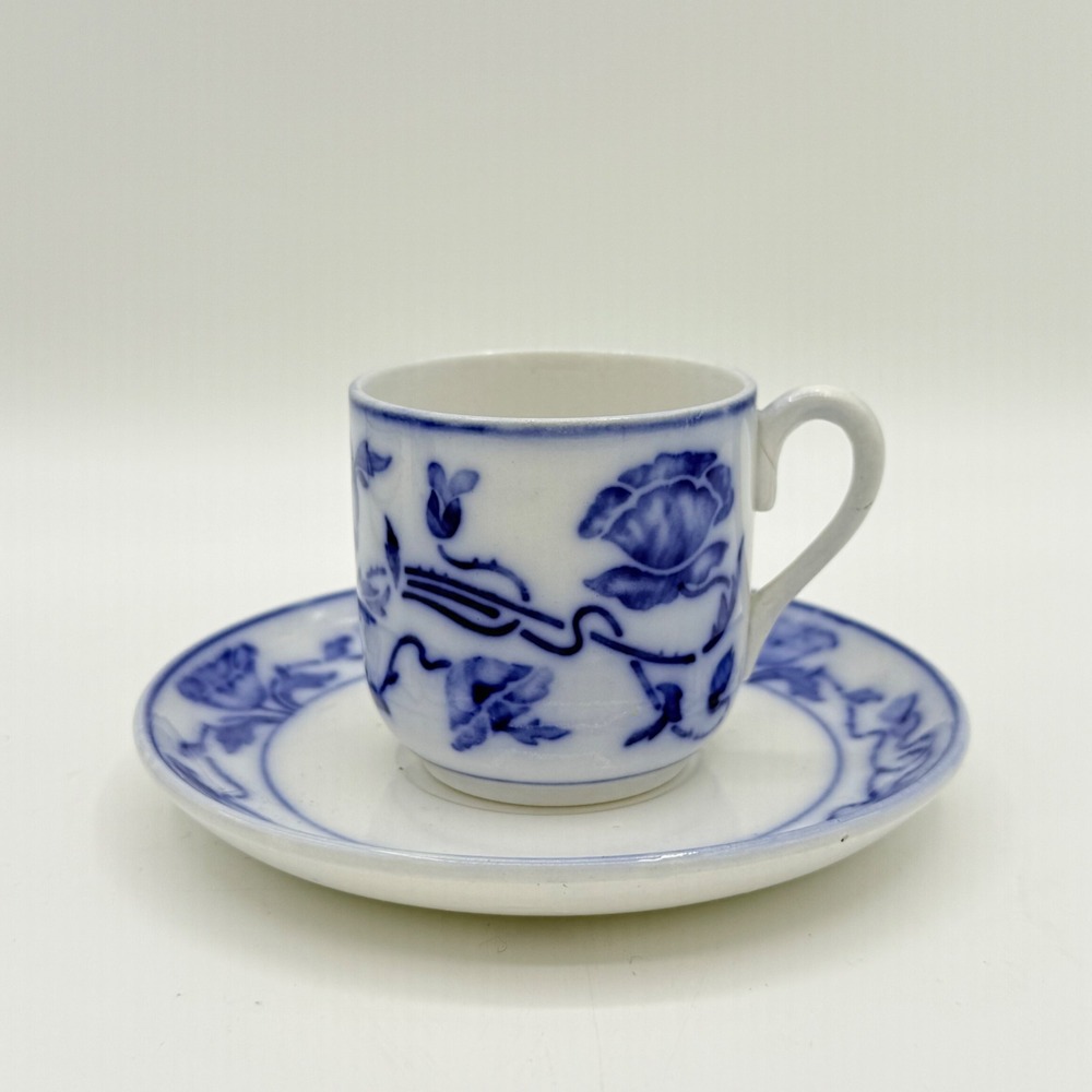 Antique Villeroy & Boch Dresden Blue Demitasse Cups Saucers Porcelain Germany - Picture 2 of 12